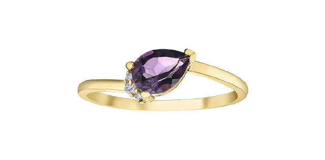 Pear Shape Amethyst 10K Ring