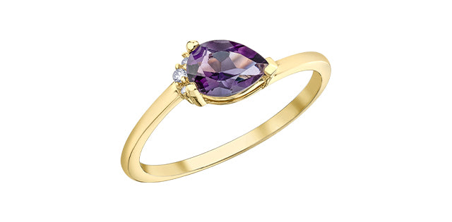 Pear Shape Amethyst 10K Ring