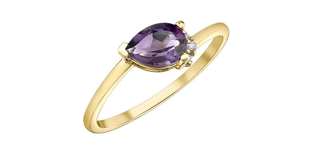 Pear Shape Amethyst 10K Ring