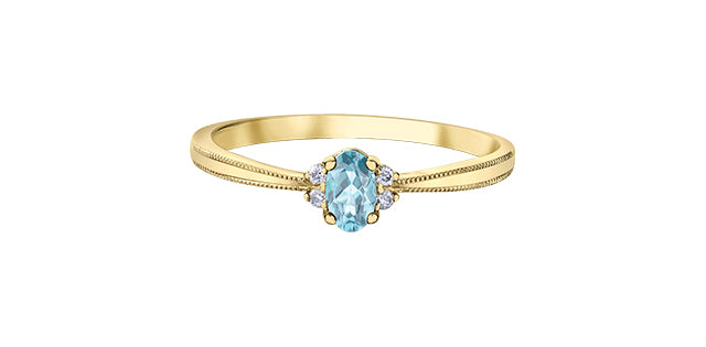 Starburst Birthstone Gems & Diamond 10K Ring