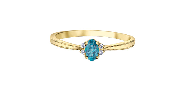 Starburst Birthstone Gems & Diamond 10K Ring