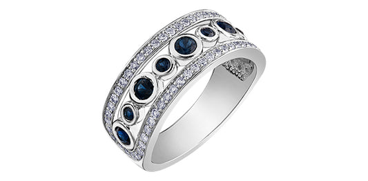 Bezel Set Sapphire & Diamond Band