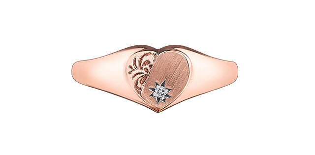 Detailed Signet 10K & Diamond Rose Gold Ring