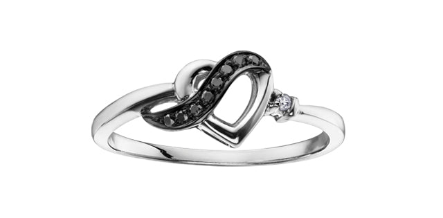 Black Diamond 10K Heart Ring