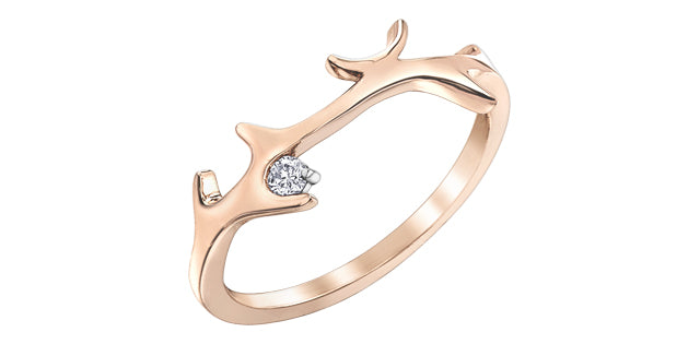 Classique antler diamond ring 10k rose gold