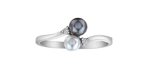 Double Pearl 10K Gold Ring