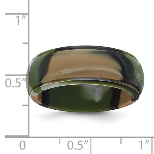 Silicone Green and Brown Camouflage 8mm Ridged Edge Band