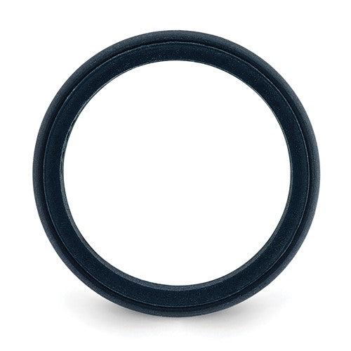 Silicone Navy Blue 8mm Ridged Edge Band