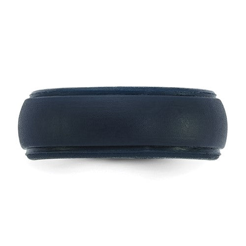 Silicone Navy Blue 8mm Ridged Edge Band