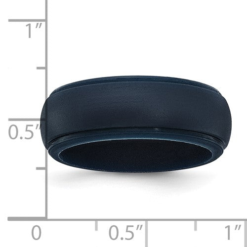 Silicone Navy Blue 8mm Ridged Edge Band