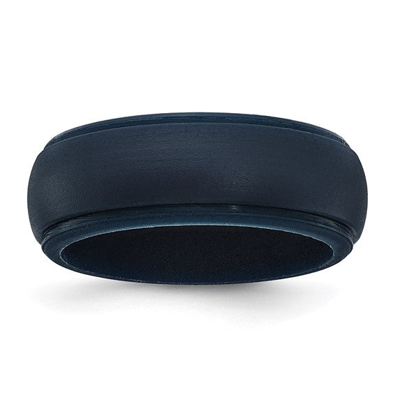 Silicone Navy Blue 8mm Ridged Edge Band