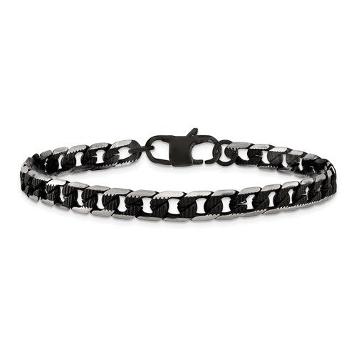 Steel Brushed and Textured Black IP-plated Curb Chain