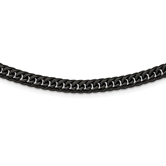 Stainless Steel Polished Black IP-plated Double Curb Chain Necklace