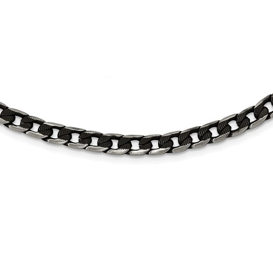 Steel Brushed and Textured Black IP-plated Curb Chain