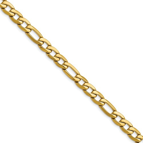 Stainless Steel Polished Yellow IP-plated 7.50mm 23.5 inch Figaro Necklace