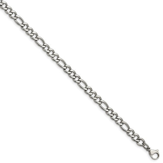 Stainless Steel Polished 5.3mm 18 inch Figaro Chain - Bijouterie Classique