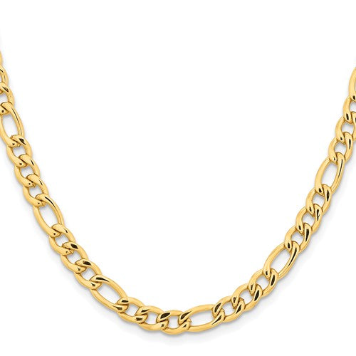 Stainless Steel Polished Yellow IP-plated 6.3mm 22 inch Figaro Chain