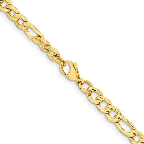 Stainless Steel Polished Yellow IP-plated 6.3mm 22 inch Figaro Chain