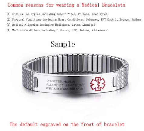 Stable Stainless Steel Medical Alert Bracelets - Choose One Style
