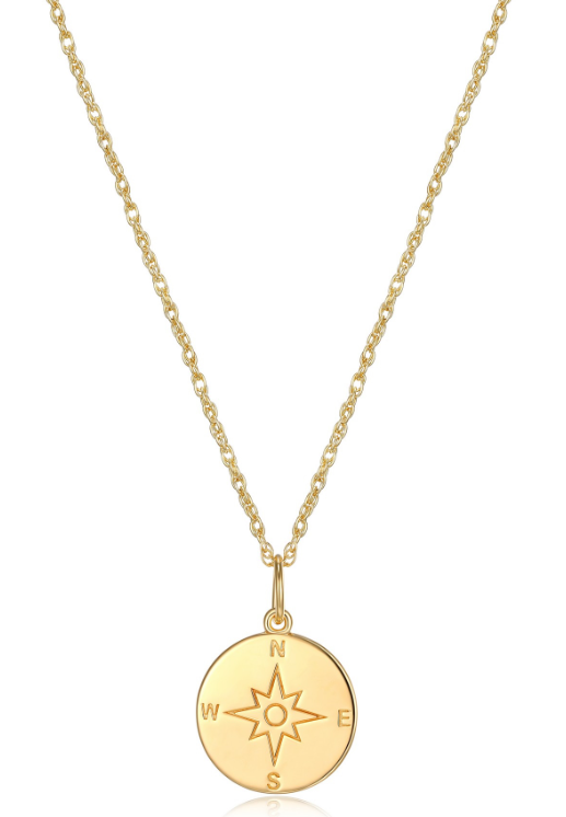 Compass necklace in sterling silver with 18K gold plating