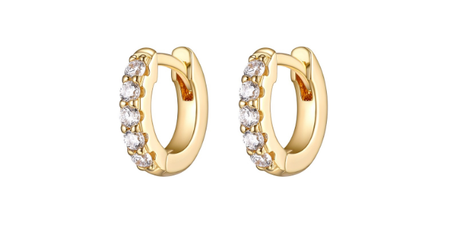 Solid set of two 3mm hoop earrings in sterling silver with 18K gold plating