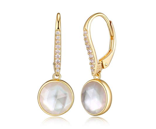 Fleur de vier - Diamondite 18k plated mother of pearl earrings