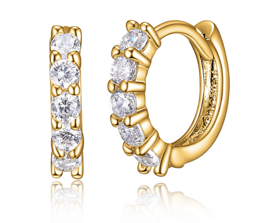 Diamondlite CZ 10mm huggie earring in sterling silver with 18kt gold plating