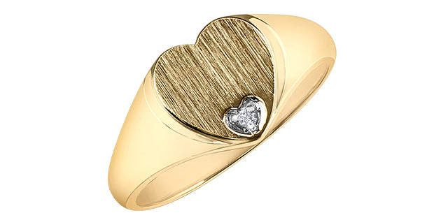 Signet 10k Heart Diamond Ring - Bijouterie Classique