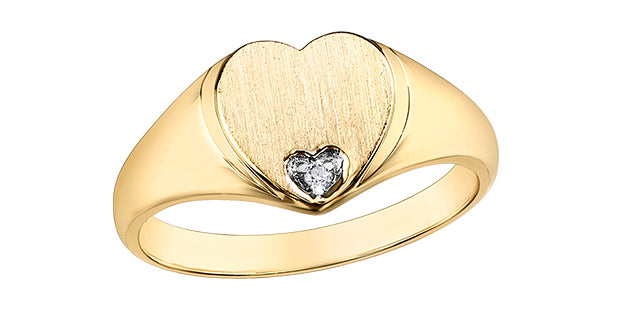 Signet 10k Heart Diamond Ring - Bijouterie Classique